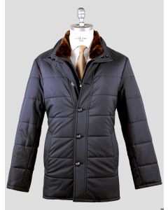 Barba Napoli Barba Napoli Blue Pl with Beaver Collar Coat Blue 000