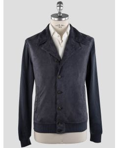 Brunello Cucinelli Brunello Cucinelli Blue Leather Cotton Coat Blue 000