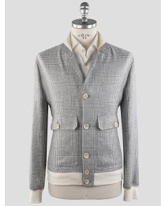 Brunello Cucinelli Brunello Cucinelli White Gray Linen Wool Silk Coat White / Gray 000