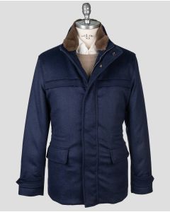 Cesare Attolini Cesare Attolini Blue Cashmere Beaver Fur Coat Blue 000