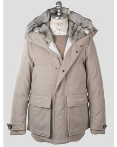 Kiton Kiton Beige Cashmere Chinchilla Fur Coat Beige 000