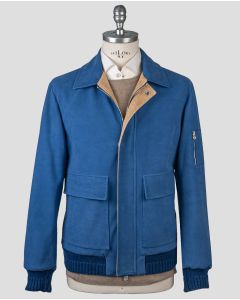 Kiton Kiton Blue Leather Suede Vicuna Perù Cashmere Coat Blue 000