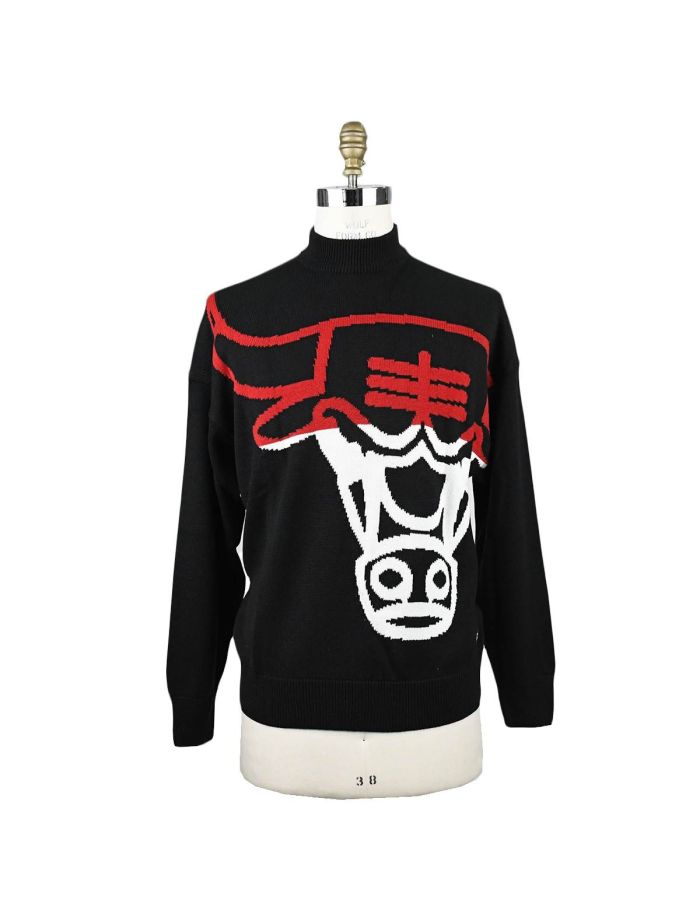 Boss x NBA Chicago Bulls Black Acrylic Virgin Wool Sweater | IsuiT