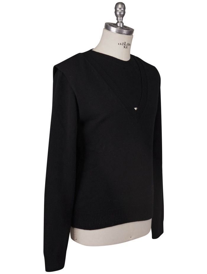 Bottega Veneta Black Wool Sweater V-Neck | IsuiT