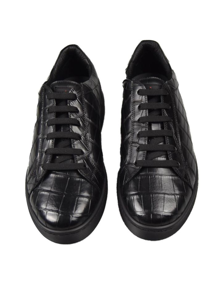 KITON Black Leather Crocodile Shoes | IsuiT