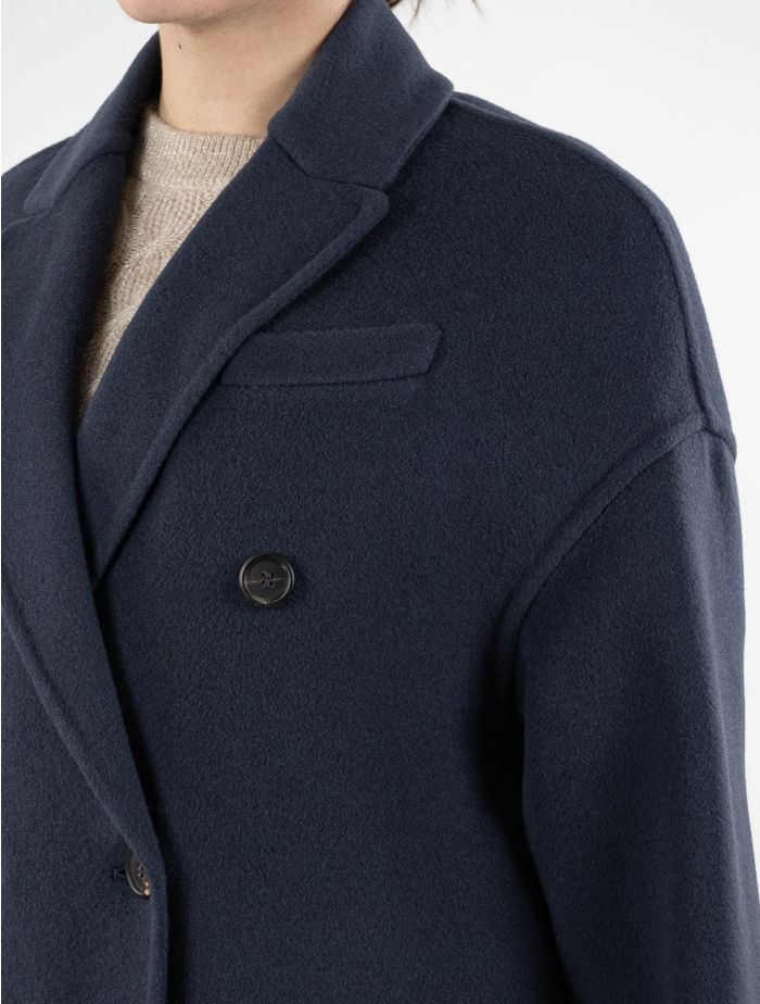 Brunello Cucinelli Blue Virgin Wool Cashmere Overcoat | IsuiT