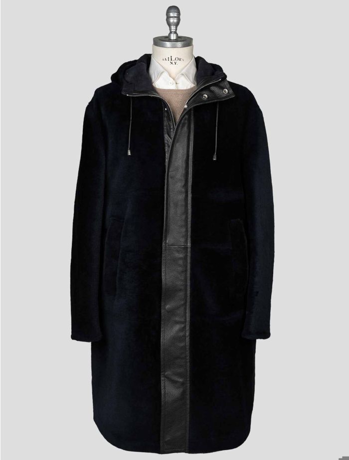 カイ Zilli Blue Sheepskin leather Parka Overcoat | IsuiT