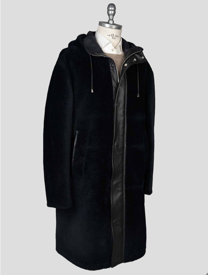 カイ Zilli Blue Sheepskin leather Parka Overcoat | IsuiT