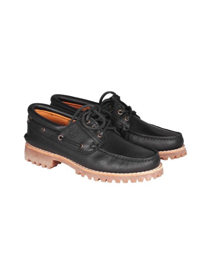 TIMBERLAND Black Leather Boat Shoes 3 Eye | IsuiT
