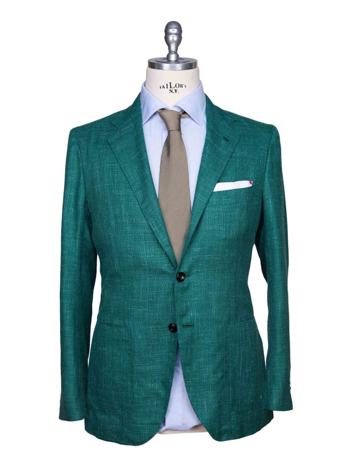 Kiton ジャケット　シルク Kiton Green Cashmere Virgin Wool Silk Linen Blazer | IsuiT