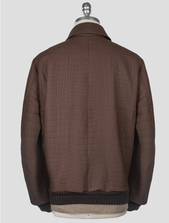 Kiton Brown Leather Crocodile Cashmere Vicuna Coat | IsuiT