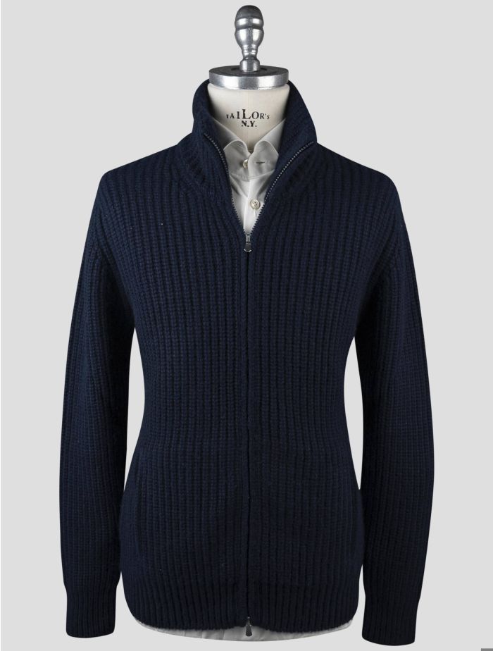 GRAN SASSO 切替 ジップブルゾン ドライバーズニット ネイビー 50 JIGGYS SHOP（ジギーズショップ） セーター ニット あぜ編み ダブル