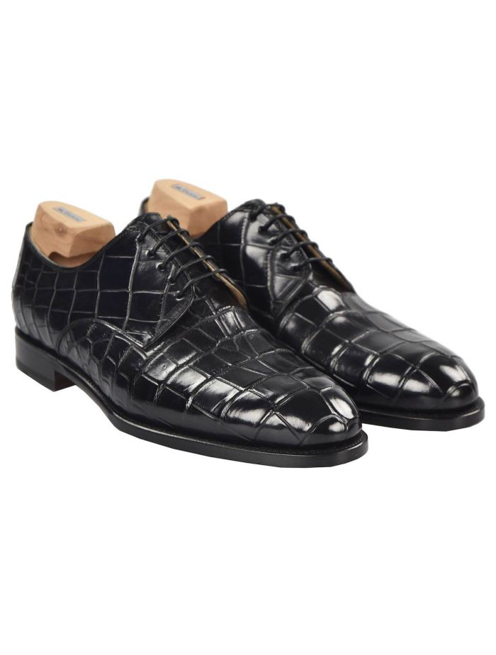 KITON Black Leather Crocodile Shoes IsuiT