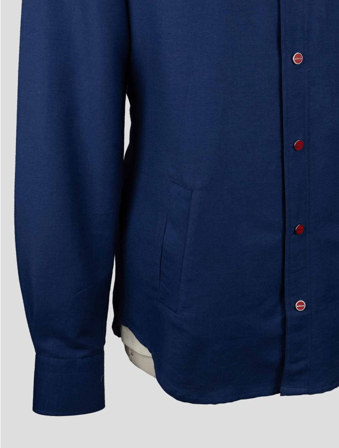 Kiton Blue Cotton Cashmere Shirt Mariano | IsuiT
