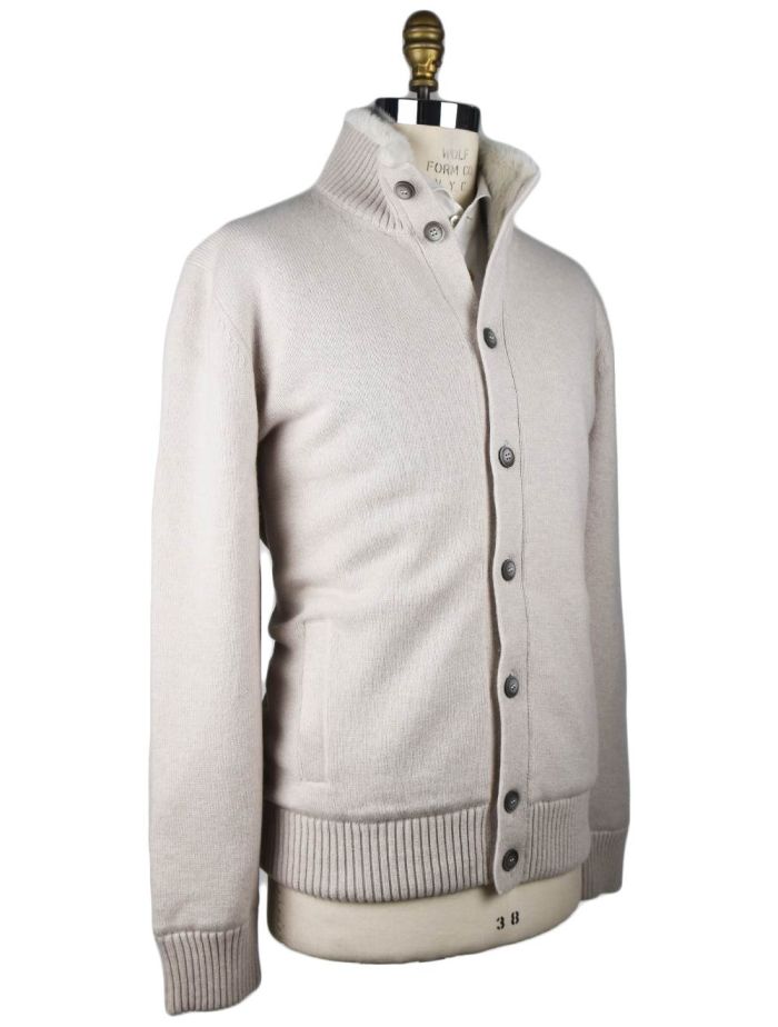 Gran Sasso Beige Cashmere Eco-Fur Sweater Cardigan | IsuiT