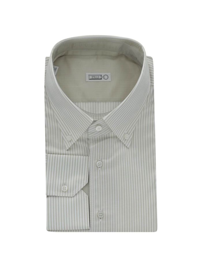 Zilli Beige White Cotton Linen Shirt Mod Parigi | IsuiT