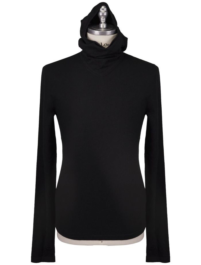 【送料&関税込】Bottega Veneta Black Stretch Cashmere Blend Bottega Veneta Black Cashmere Pa Pl Ea Sweater Hoodie | IsuiT