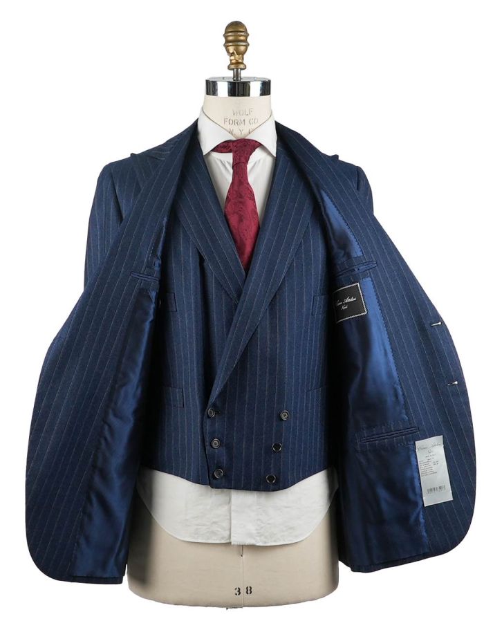 Cesare Attolini Blue White Wool Suit 3 Pieces | IsuiT