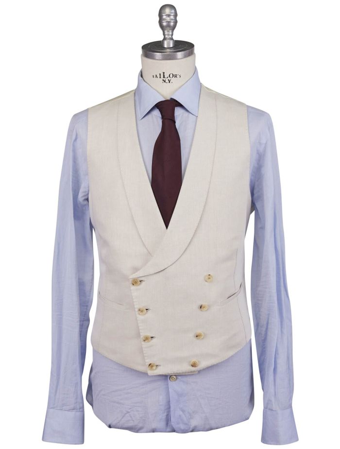 Cesare Attolini White Linen Cotton Suit 3 Pieces | IsuiT