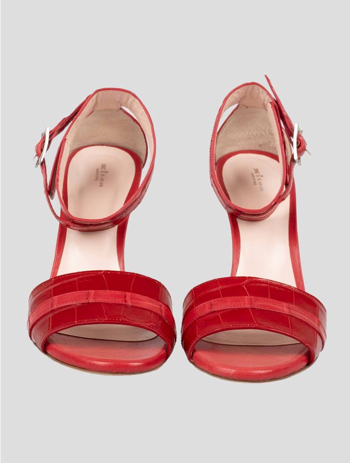 Kiton Red Leather Crocodile Leather Sandals | IsuiT