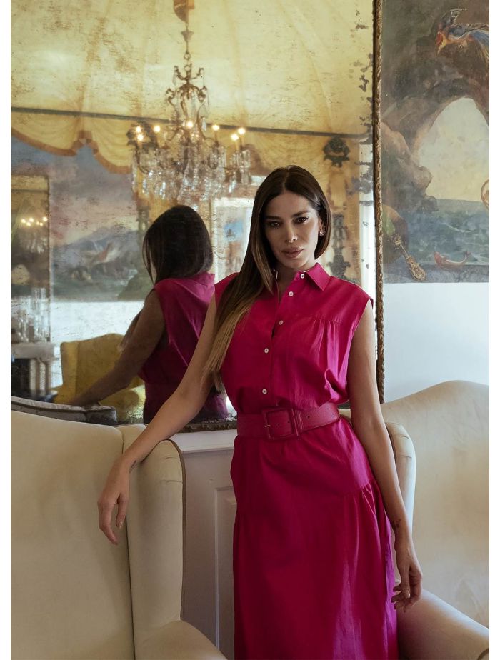 Kiton Fuchsia Cotton Linen Dress Womens IsuiT