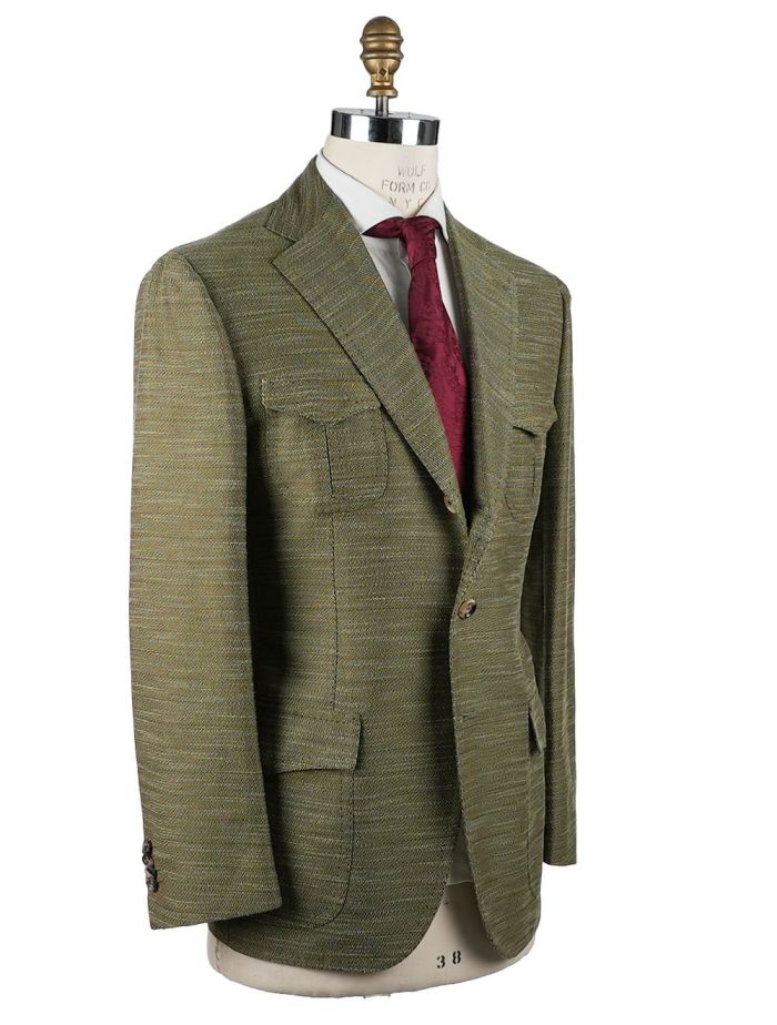 その他 Cesare Attolini Cesare Attolini Green Cotton Linen Silk Blazer | IsuiT