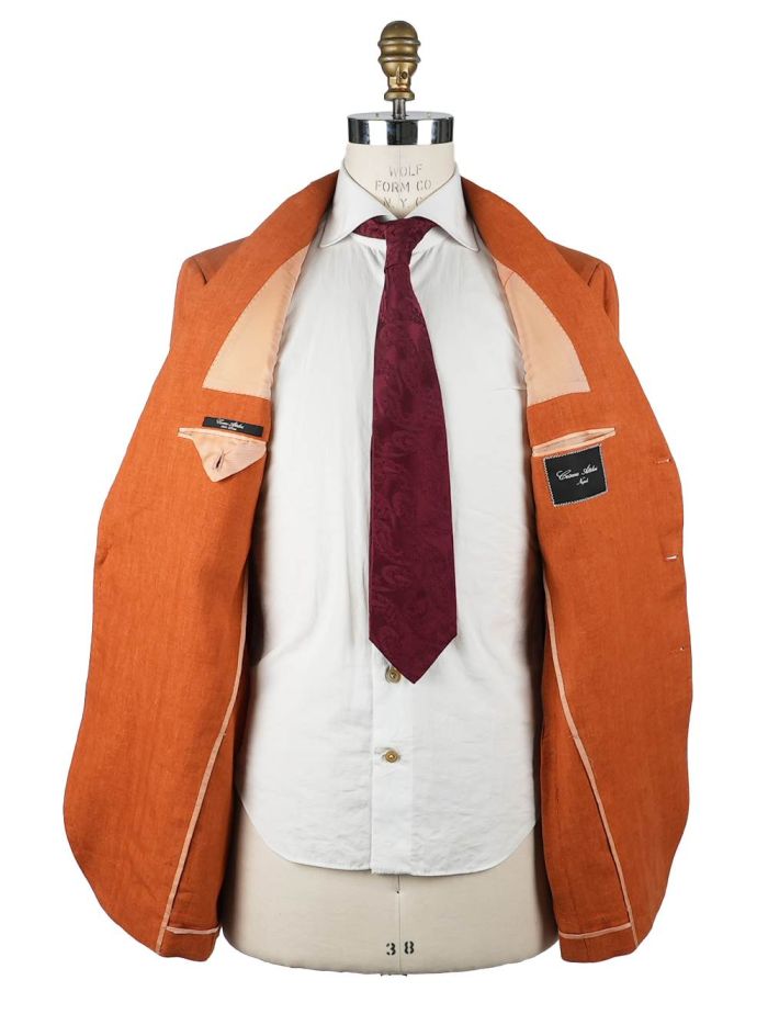 Cesare Attolini Orange Linen Blazer | IsuiT