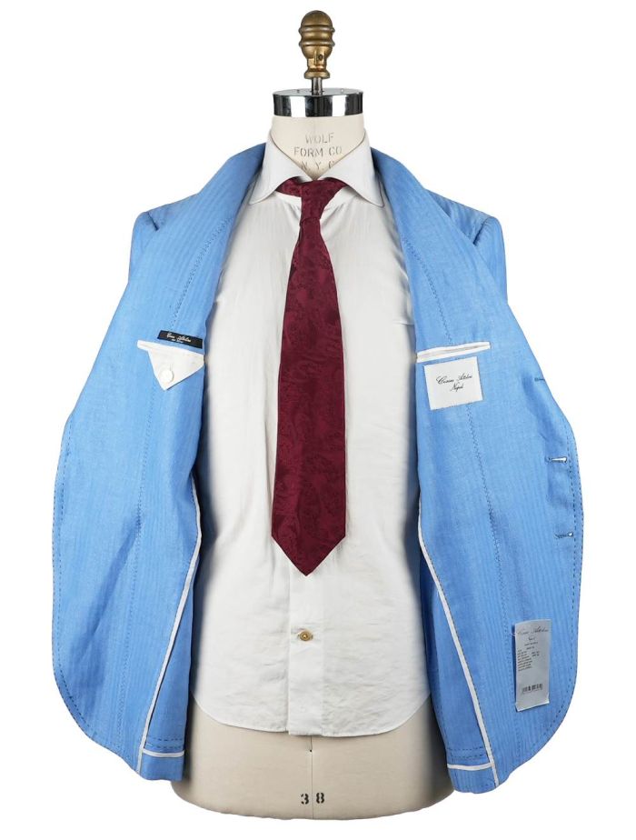 イタリア製 Cesare Attolini リネン メンズジャケット Cesare Attolini Blue Linen Blazer | IsuiT