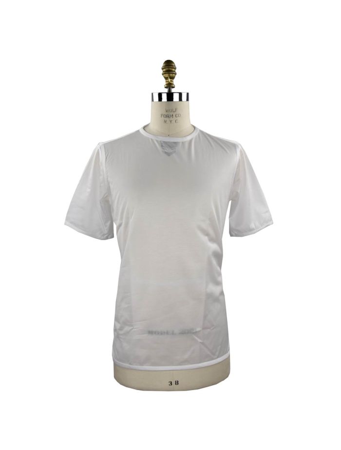Kiton Classic Fit White Cotton T-Shirt