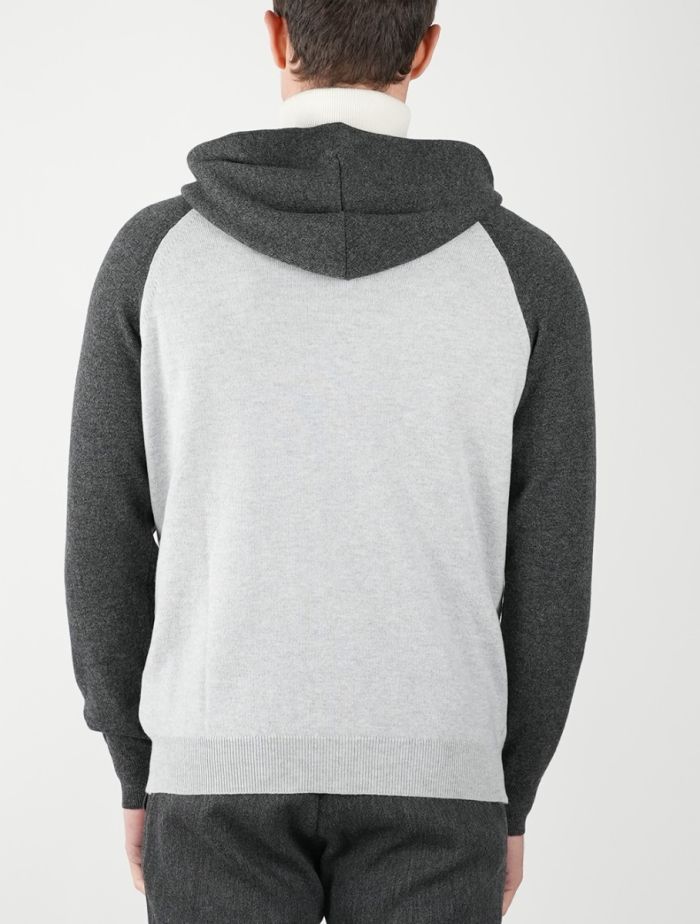 【送料&関税込】Kiton Zip Hoodie With Grey/white Pattern Kiton - Cable-Knit Cashmere Zip-Up Hoodie - Gray Kiton