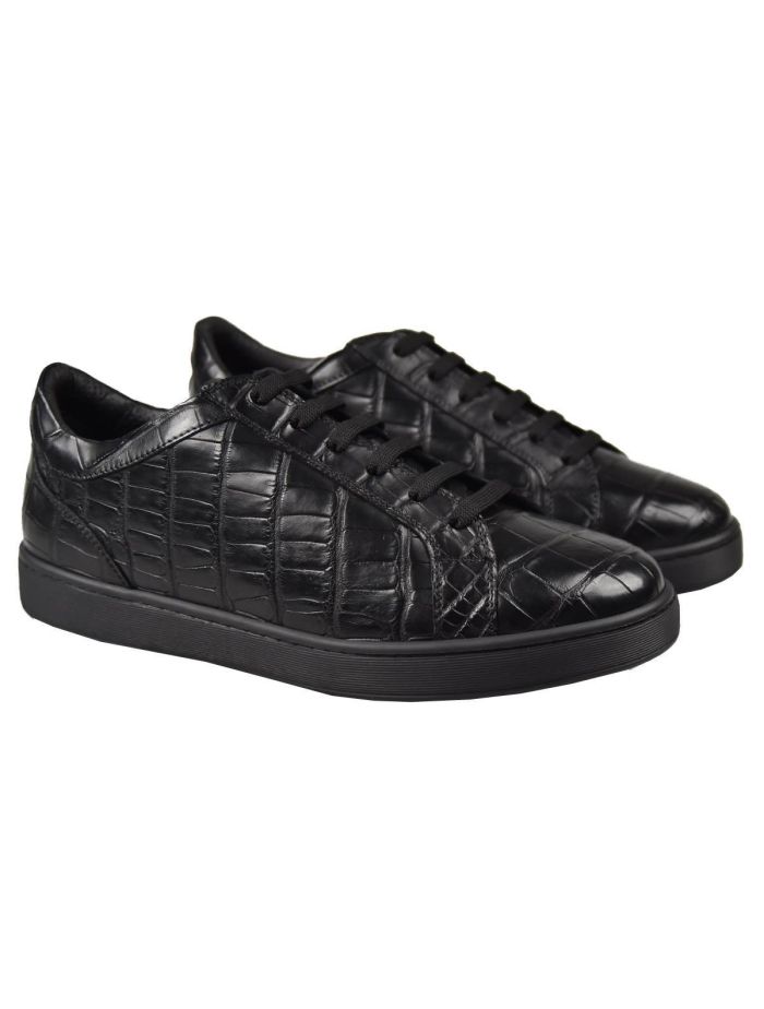 KITON Black Leather Crocodile Shoes | IsuiT