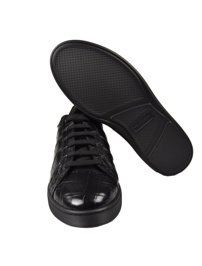 KITON Black Leather Crocodile Shoes | IsuiT