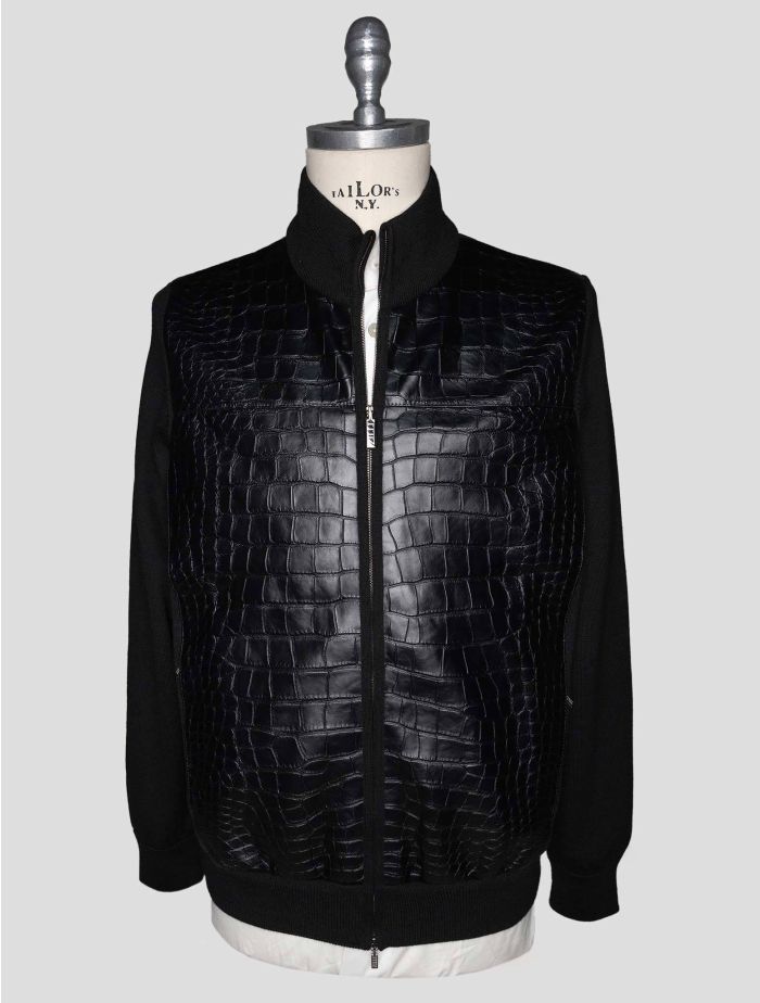 Zilli Black Cashmere Silk Leather Crocodile Sweater Coat | IsuiT
