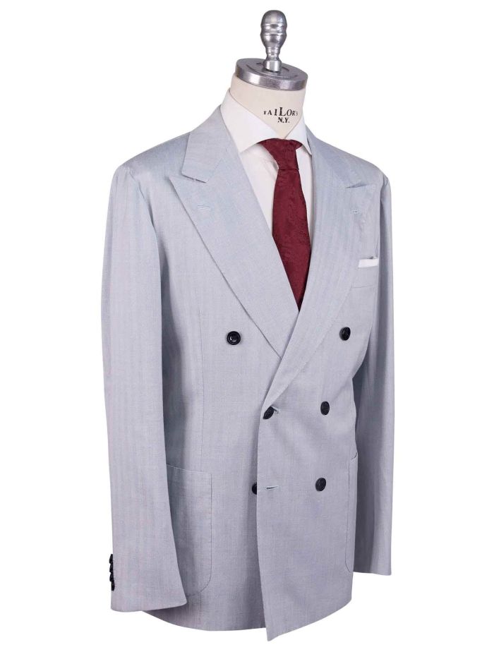 ジャケット Kiton D55607DK05I3805000 Coats Double-breasted coat Single-breasted double coat in blue cashmere | Kiton