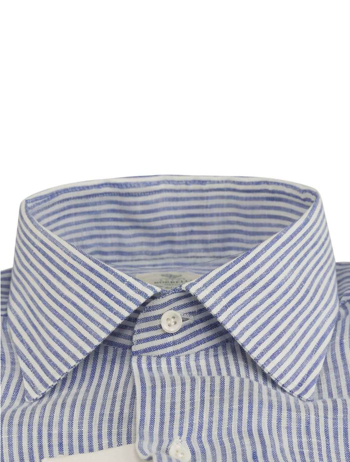 Luigi Borrelli Blue White Linen Shirt | IsuiT