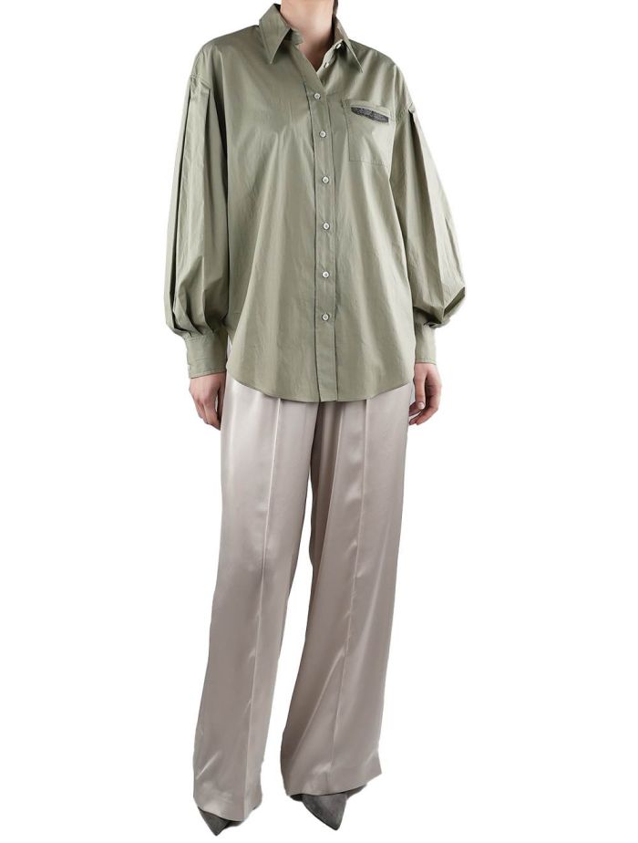 Brunello Cucinelli Green Cotton Shirt Woman | IsuiT