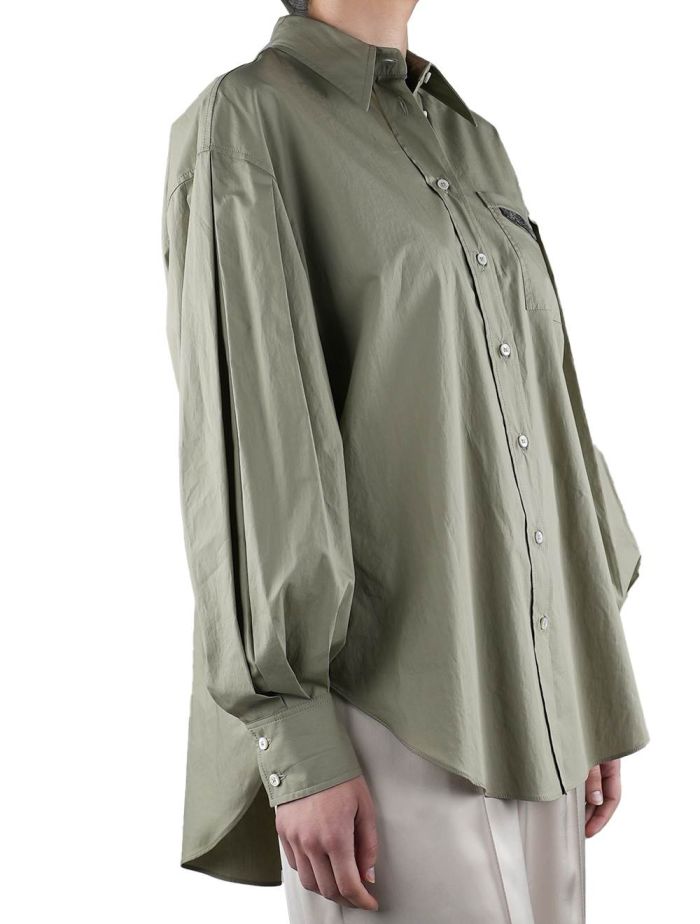 Brunello Cucinelli Green Cotton Shirt Woman | IsuiT