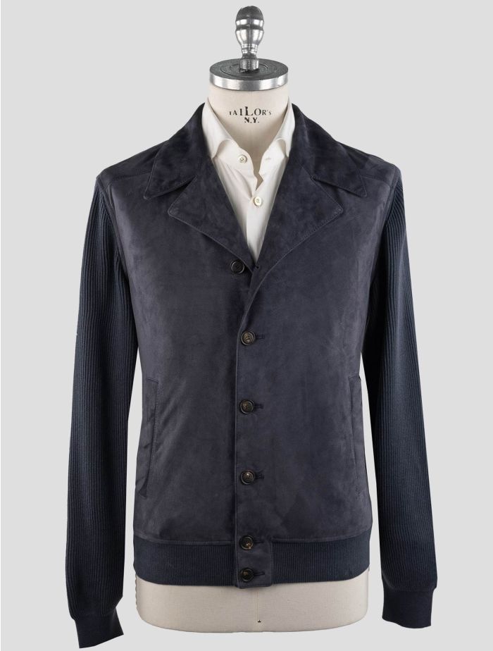 Brunello Cucinelli MCAP90064PC003 関税送料込 Brunello Cucinelli Blue Leather Cotton Coat | IsuiT