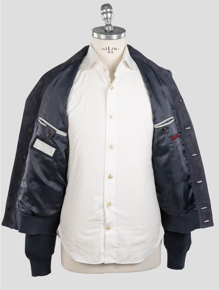 Brunello Cucinelli Blue Leather Cotton Coat | IsuiT Brunello Cucinelli Blue Leather Cotton Coat | IsuiT