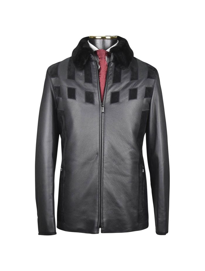 Zilli Black Elk Leather Leather Suede Beaver Collar Coat | IsuiT