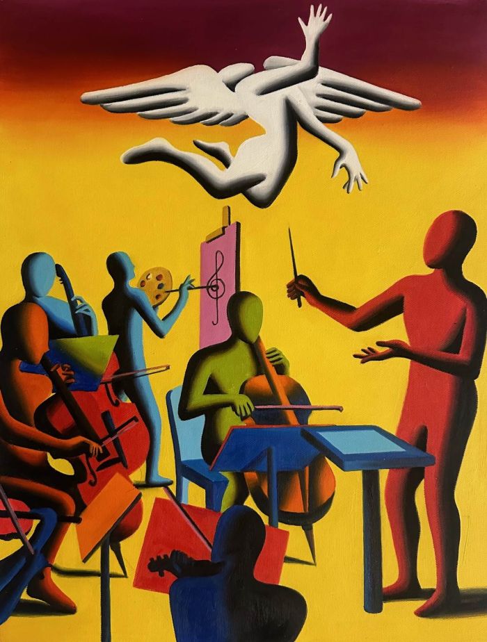 Mark Kostabi Multicolor Painting 60x45 Cm | IsuiT