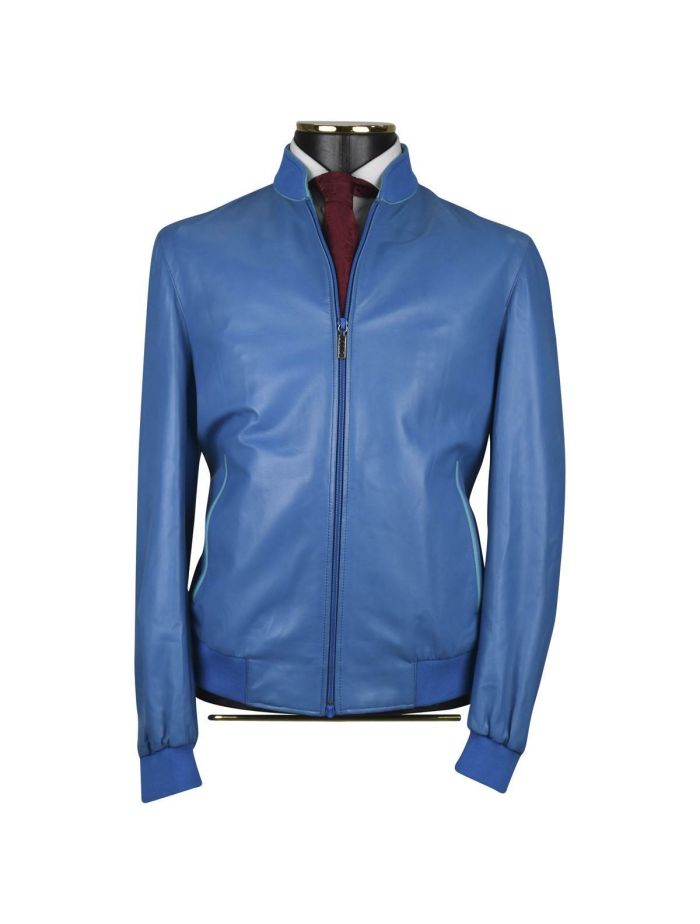 Zilli Dark Blue Leather Leather Crocodile Inserts Coat | IsuiT