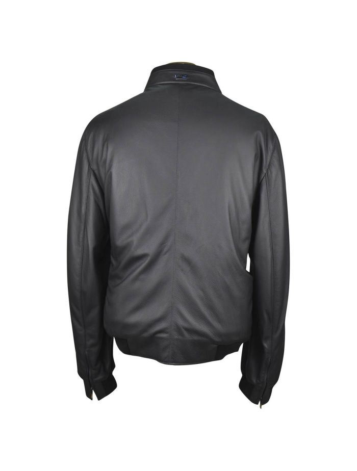 Zilli Black Leather Deerskin Crocodile Inserts Coat | IsuiT