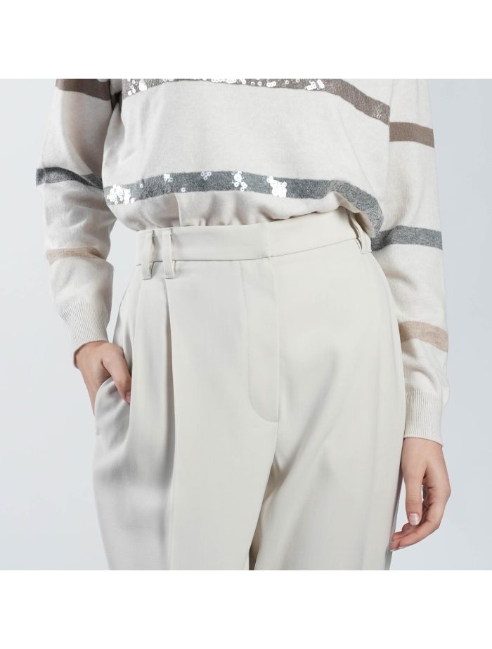 Brunello Cucinelli Taupe Viscore Wool Pants | IsuiT