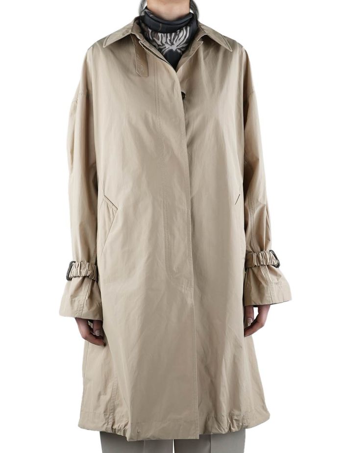 Brunello Cucinelli Beige Poliestere Cotton Trench Coat Woman