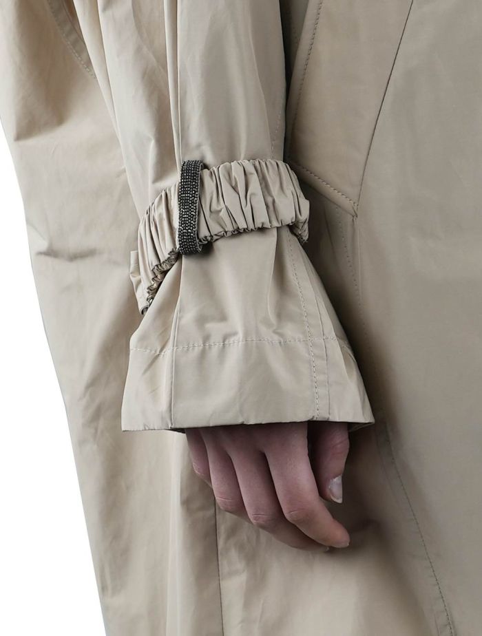 Brunello Cucinelli Beige Poliestere Cotton Trench Coat Woman