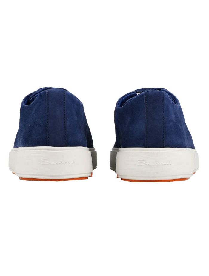 Santoni Blue Leather Suede Sneakers | IsuiT