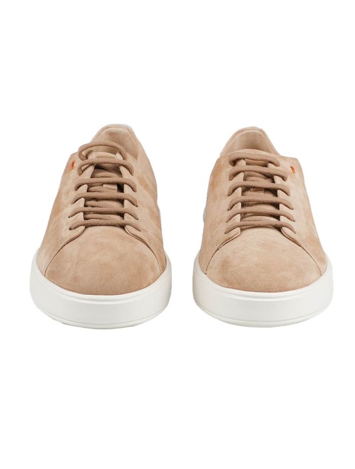 Santoni Beige Leather Suede Sneakers | IsuiT
