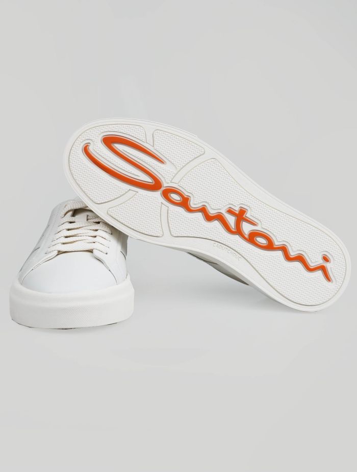 Santoni White Leather Sneakers | IsuiT