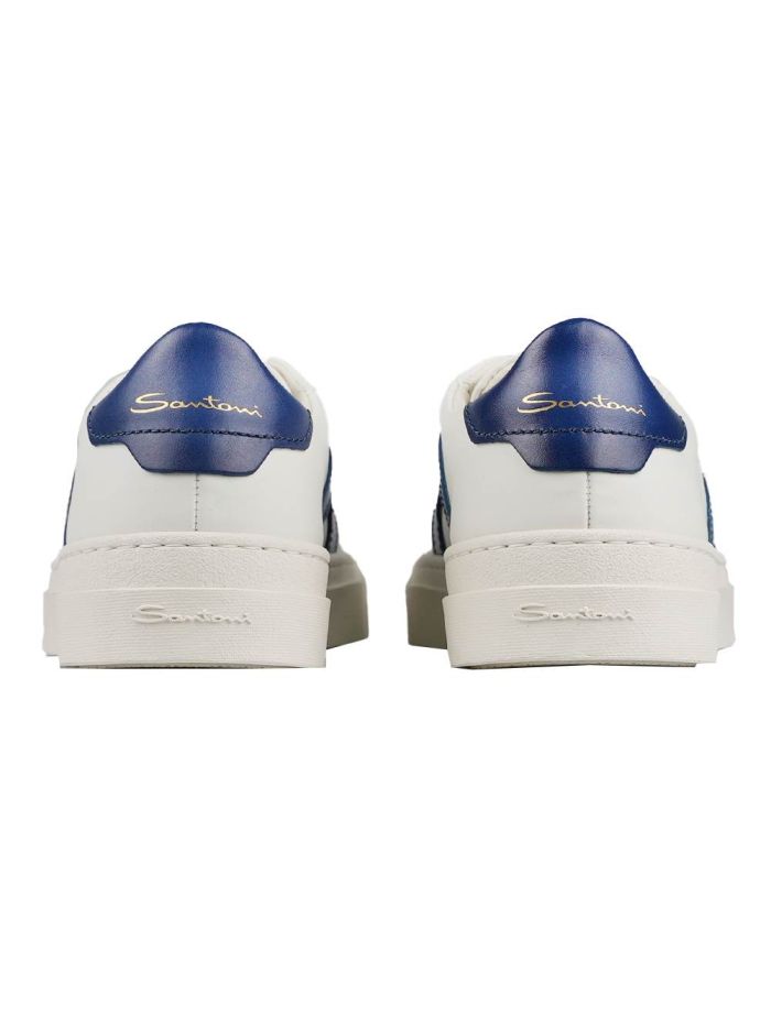Santoni White Blue Leather Sneakers | IsuiT